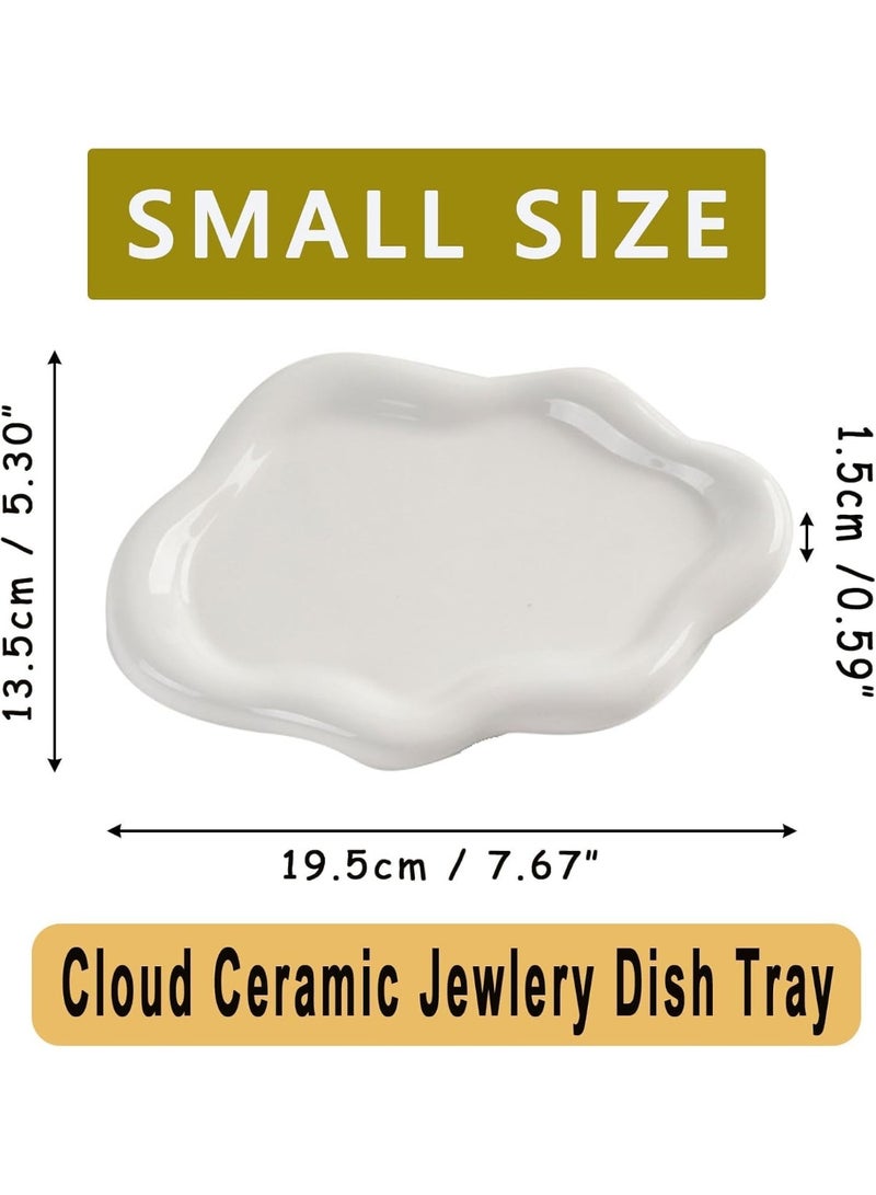 Eworld Cloud Shaped Ceramic Tray – Ring & Trinket Dish, Decorative Storage for Jewelry, Keys & Small Accessories - Image 2